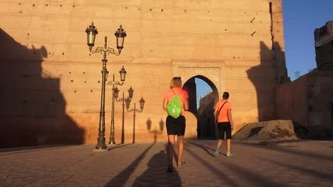 The walls and doors of Marrakech Stock Footage 123723903