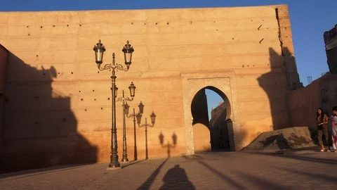 The walls and doors of Marrakech Stock Footage 123723927