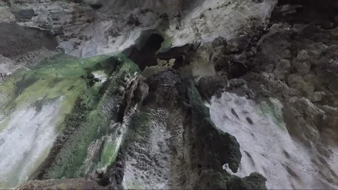 Walls and vault inside Main Temple cave, Batu caves, Kuala Lumpur, Malaysia Stock Footage 196387554