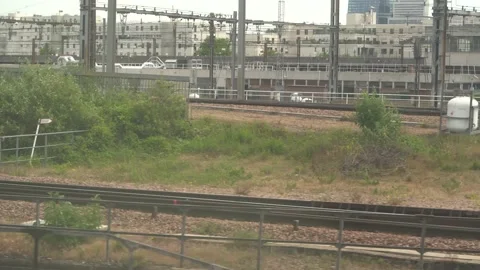 Walls Covered With Graffiti Seen Through Window Of Suburb Train System In Video stock 197588497