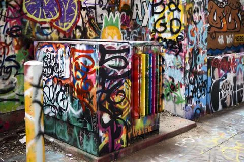 Walls of graffiti Stock Photos