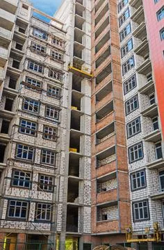 Walls of multi-storey building under construction Stock-Fotos