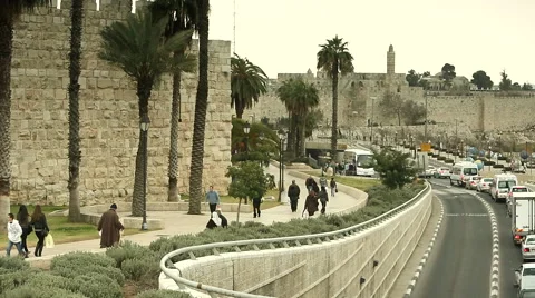 Walls of Old Jerusalem 1 Stock Footage 49706860