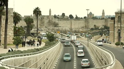 Walls of Old Jerusalem 2 Stock Footage 49706327