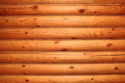 Walls of round logs Stock Photos