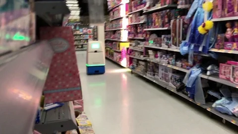 Walmart AI inventory checker robot Stock Footage 122328693