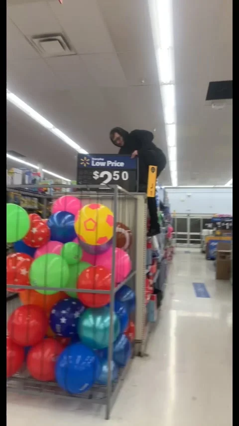 Walmart Ball Cage Jump Fail, Indianapolis, Indiana, USA Stock Footage 288739927
