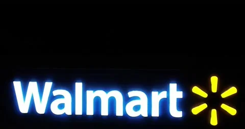 Walmart drone shot at night time Stock Footage 228818502