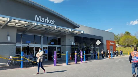Walmart during COVID-19 Stock Footage 128247513