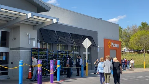 Walmart during COVID-19 Stock Footage 128247957