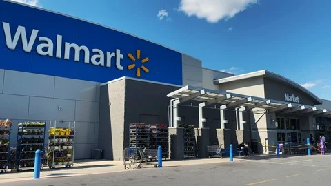 Walmart during COVID-19 Stock Footage 128248087