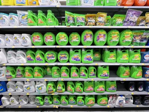Walmart grocery store interior Gain laundry detergent Stock Photos