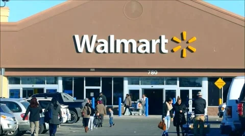 Walmart retail store customers, parking lot Stock Footage 47418935