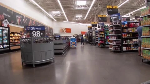 Walmart retail store interior with people covid-19 delta variant 7 Stock Footage 157791866