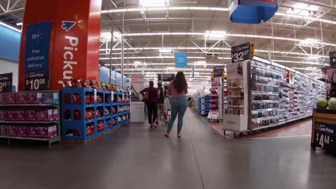 Walmart retail store interior with people covid-19 delta variant 9 Stock Footage 157792051