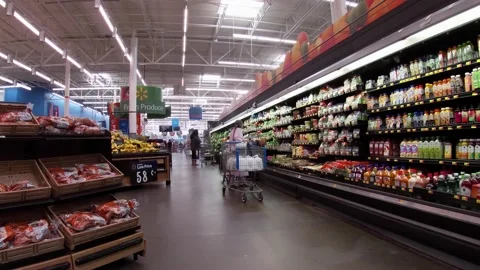 Walmart retail store interior with people covid-19 delta variant 10 Stock Footage 157792132
