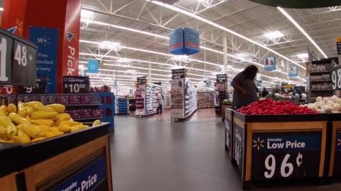 Walmart retail store interior with people covid-19 delta variant 11 Stock Footage 157792149