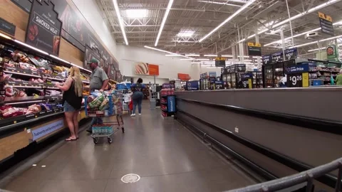 Walmart retail store interior with people covid-19 delta variant 14 Stock Footage 157792213