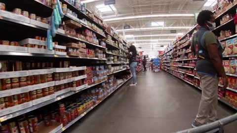 Walmart retail store interior with people covid-19 delta variant 15 Stock Footage 157792273