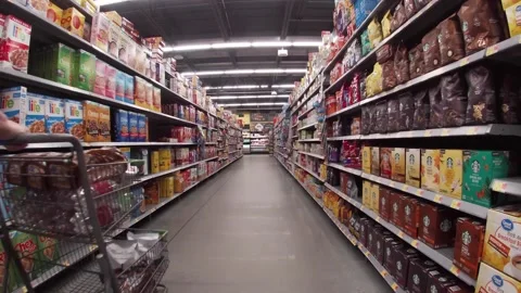 Walmart retail store interior person looking at cereal Stock Footage 185651348