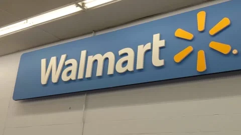 Walmart - Retail Store Logo - Front End Stock Footage 137083622
