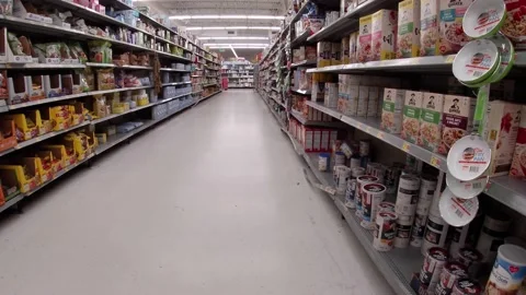 Walmart retail superstore interior baking goods aisle Stock Footage 158332334