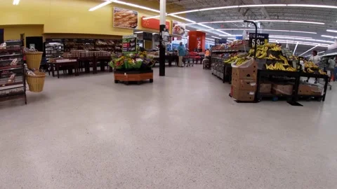 Walmart retail superstore interior produce and deli area Stock Footage 158408979