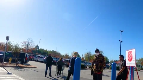 Walmart Salvation Army outside Stock Footage 144005512
