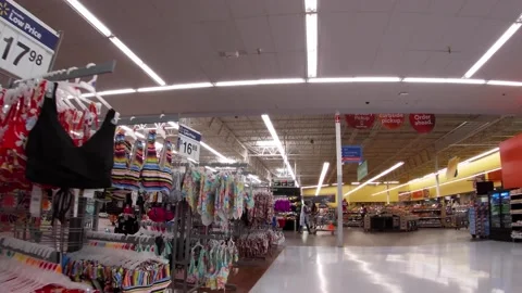 Walmart super center interior bathing suit displays Stock Footage 157615050