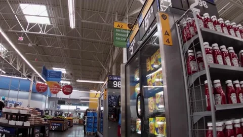 Walmart super center interior displays center store Stock Footage 157659890