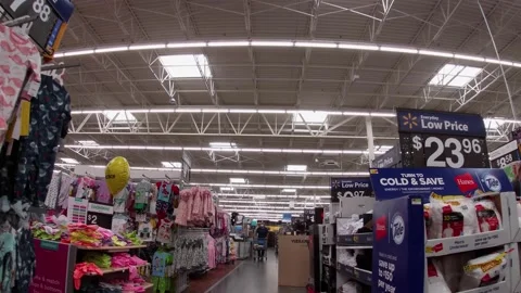 Walmart super center interior man wearing a face mask Stock Footage 157659633