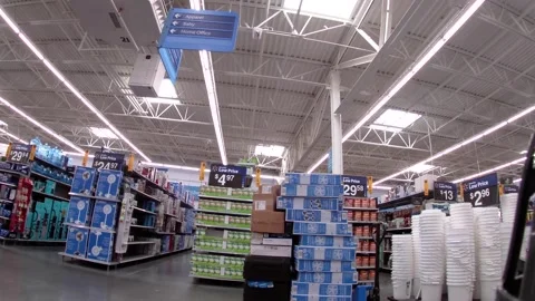 Walmart super center interior very few people Stock Footage 157659509