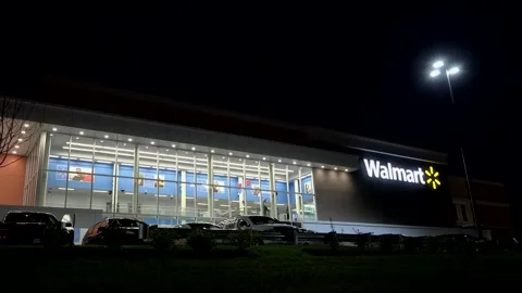 Walmart super center storefront Saugus Mass. USA Nov 3 2014 Stock Footage 332533124