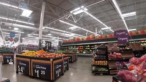 Walmart Supercenter Interior Produce fru... | Stock Video | Pond5