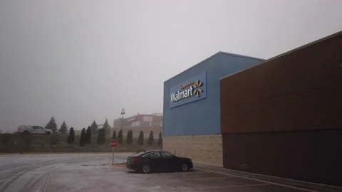 Walmart Supercentre Logo on Building with Copy Space Stock Footage 229954973