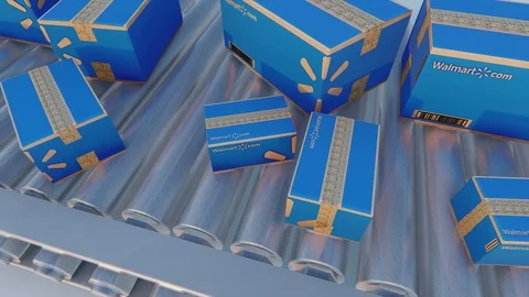 Walmart.com Boxes on Rollers Stock Footage 118495201