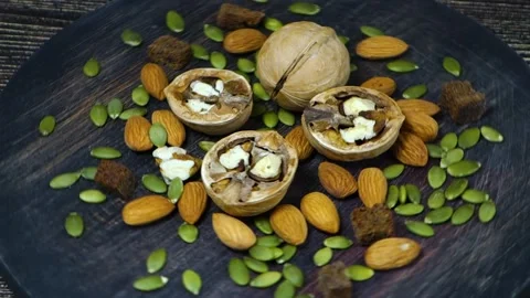 Walnut, almond nuts Stock Footage 151649825