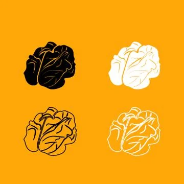Walnut black and white set icon. Stock Illustration