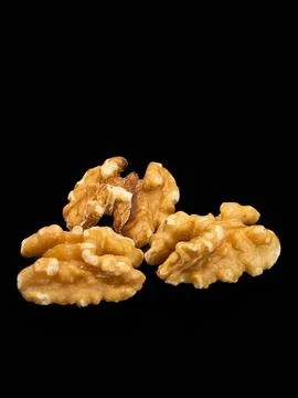 Walnut on black background Stock Photos