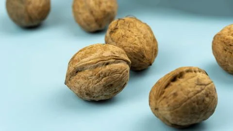 Walnut on blue Foto stock