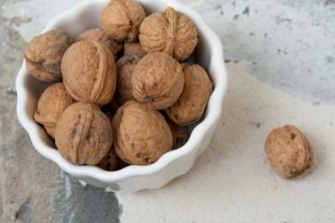 Walnut in a bowl Stock Photos