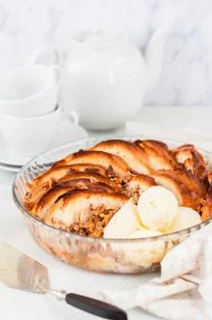 Walnut Bread and Butter Pudding Stock Photos