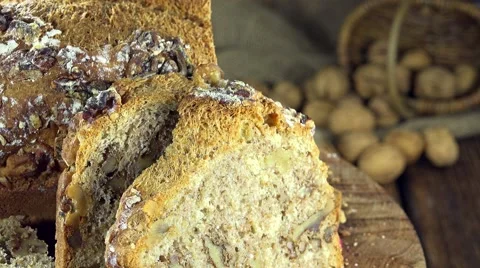 Walnut bread (not loopable) Video stock 45313531