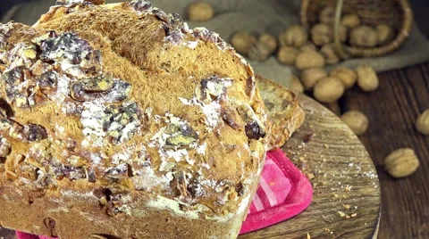 Walnut bread (not loopable) Video stock 45314915