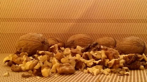 Walnut on brown background Stock Footage 58754454