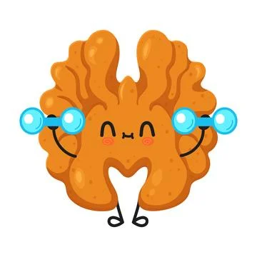 Walnut character training with tiny dumbbells for brain health イラスト素材