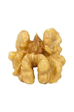 Walnut close up isolated on a white background. Macro Stock Photos