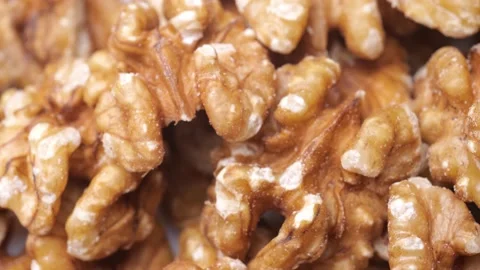 Walnut close up. Walnut kernels rotating Stock Footage 219745914
