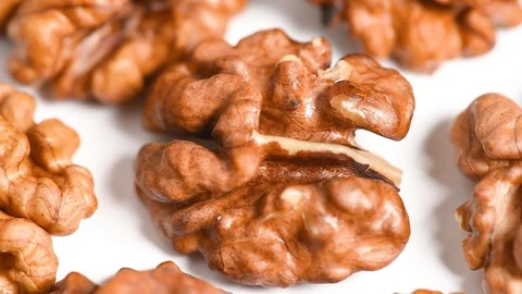 Walnut close-up on white background Stock-Footage 129760625
