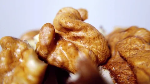 Walnut in closeup, looping 360 macro video Stock Footage 129809882